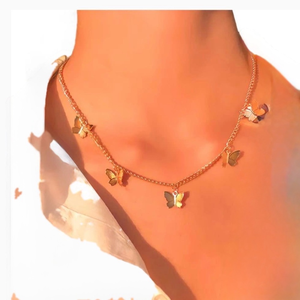 Gold Butterfly Charm Necklace - Women Jewelry